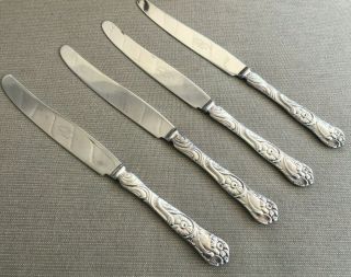 4 French Solid Dinner Knives Nils Johan Nij4 Rosten Stahl Sweden Silverplate