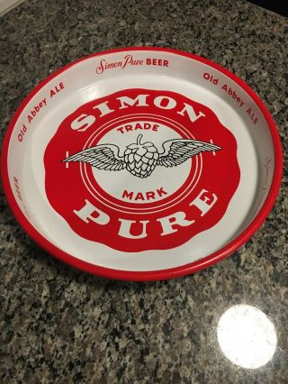 Vintage Simon Pure Old Abbey Ale Metal Tray William Simon Brewery Buffalo,  Ny