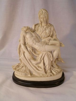 Large 11 " Vintage A Santini Classic Figure Sculpture Pieta Mary Jesus Italy