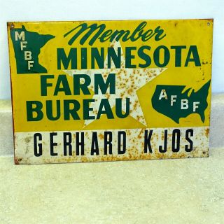 Vintage Minnesota Farm Bureau Sign,  Agriculture Ad,  Member Gerhard Kjos