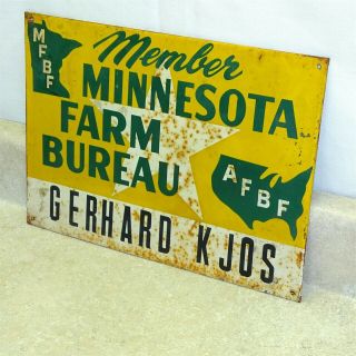 Vintage Minnesota Farm Bureau Sign,  Agriculture Ad,  Member Gerhard Kjos 2