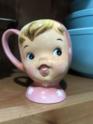 Vintage Napco " Miss Cutie Pie " Pink.  Sugar Bowl (no Lid)