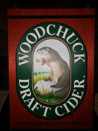 Woodchuck Hard Cider Rare Double Sided Solid Wood Sign Man Cave Beer Hanging Htf