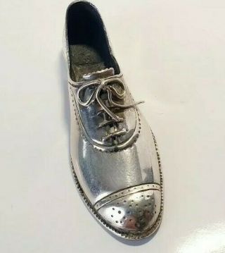 Vintage Solid Silver Italian Miniature Of A Mens Oxford Shoe Hallmarked Large