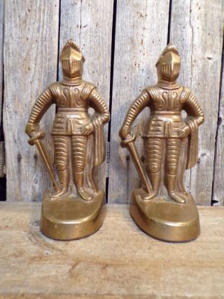 Vintage Solid Brass Knights In Shining Armor Bookends