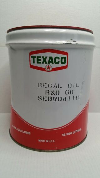 Vintage Texaco 5 Gallon Empty Regal Oil Can Usa