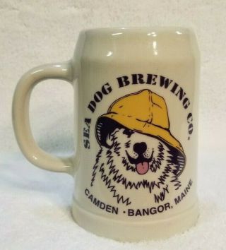Sea Dog Brewing Co.  Beer Stein Large Pottery Stoneware Mug Camden Bangor Maine