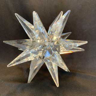 Vintage Swarovski Star Burst Crystal Candle Holder Signed 4 1/2 " H,  5” W