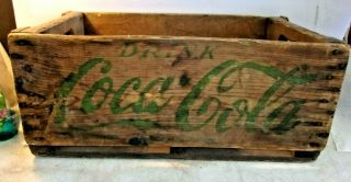 Vintage Drink Coca Cola Wooden Crate Coke Green 20 " X 12 " X 8 1/2 " Primitive