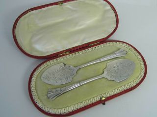 A Fine Antique Victorian Cased Solid Silver Jam Preserve Spoons C1898