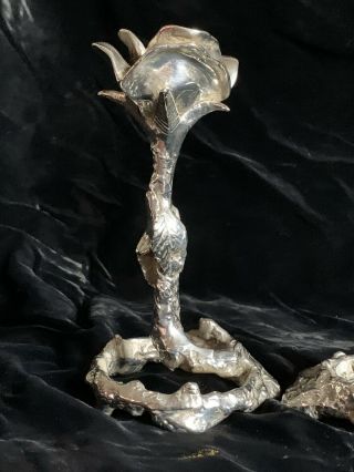 A Sterling Silver Candle Sticks In The Form Of A Rose 2