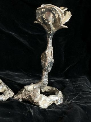 A Sterling Silver Candle Sticks In The Form Of A Rose 3