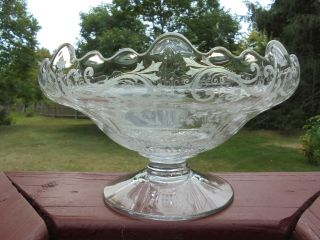 Scarce Vintage Cambridge Glass Chantilly 9 " Ftd Fruit Or Salad Bowl