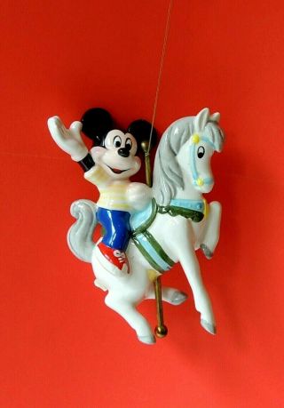 Vtg Schmid Walt Disney Mickey Mouse Riding Carousel Horse Christmas Ornament