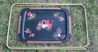 Vintage TV Trays Cal - Dak TV Trays Red Carriage Buggy 3 trays total 2