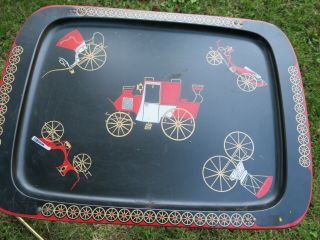 Vintage TV Trays Cal - Dak TV Trays Red Carriage Buggy 3 trays total 3