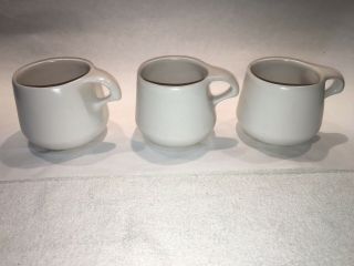 (3) Vintage Bennington Potters All White Mugs 1365b Hard - To - Find Early Style