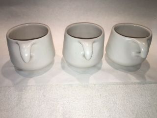 (3) vintage BENNINGTON POTTERS All White Mugs 1365b hard - to - find early style 2