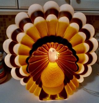 Vtg Thanksgiving Don Featherstone Turkey Blow Mold Light Union Products 19 "