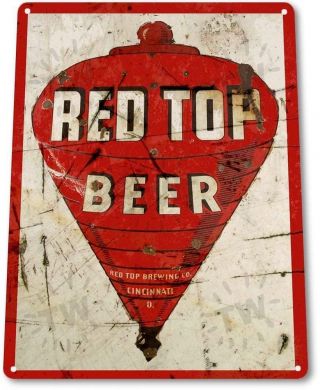 Red Top Beer Bar Pub Retro Rustic Beer Sign Decor Sign