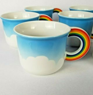 Vintage Vandor Lgbt 1980 Retro Rainbow Handle Cloud Ceramic Coffee Mug Set Of 6