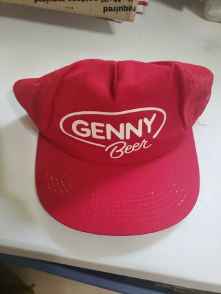 Vintage Genny Beer Red And White Trucker Hat