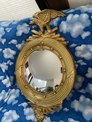 Vintage Hanging Eagle Mirror Dart Captains Convex Mirror Porthole Federal 33”