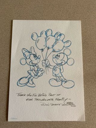 Disney Passholder Mickey & Minnie Mouse 5x7 Sketch Art Print - Artist Signed X 2