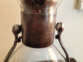 VINTAGE SILVER PLATED & GLASS SWINGING SERVE COFFEE CARAFE POT WITH WARMER STAND 3