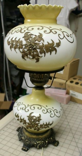Vintage Gone With The Wind Style 3 Way Hurricane Parlor Table Lamp 23 "