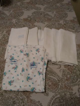 Vintage Curity Cloth Diapers 8,  2 Printed -,  6 Plain -,