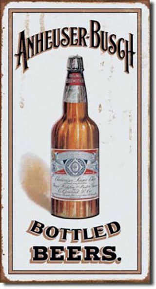 Vintage Anheuser Busch Bottled Beer Budweiser Bud Beer Alcohol Metal Sign