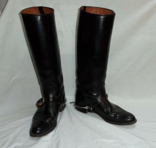 Vintage Black Leather Riding Boots Spurs Forms Womens Equestrian Riding