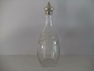 Silver & Cut Glass Oil Vinegar Bottle Birmingham 1925