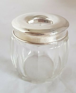 Cut Glass/silver Dressing Table Jar.  Birmingham 1915.  By Boots Pure Drug Co.