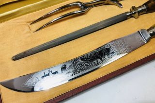 JA Henckels Solingen Vintage Stag Handle Knife Carving Set 2