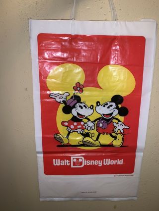 Vintage Walt Disney World Vinyl Plastic Pvc Gift Shopping Bag Hong Kong Mickey M