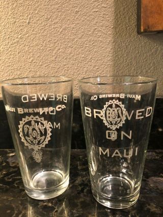 Vintage Maui Brewing Company Beer Glasses Pint Size 16 Oz.  Set Of 2