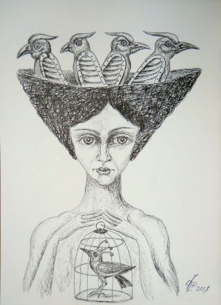 Drawing Pen Ink On Paper Contemporary Art Pronkin Vintage Surrealism 09