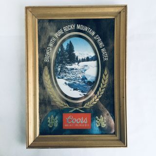 Vintage Coors Beer Bar Mirror Brewed With Pure Rocky Mountain Spring Water 20x15