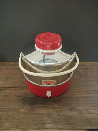 Vintage Retro Thermos 2 Gallon Water Jug Red/mirrored Screw/pressure Cap Spigot