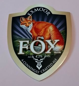 Exmoor Brewery Fox Ale Bitter Beer Pump Handle Clip Badge 4.  2 Somerset Hunting