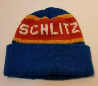 Vintage Schlitz Beer Stocking Cap Winter Ski Hat Beanie - Euc