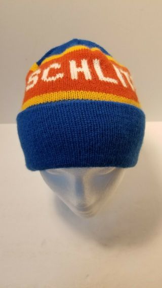 Vintage SCHLITZ BEER Stocking Cap Winter Ski Hat Beanie - EUC 2
