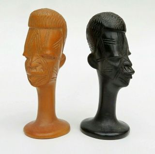 Vintage African Figural Hand Carved Wood Chess Set