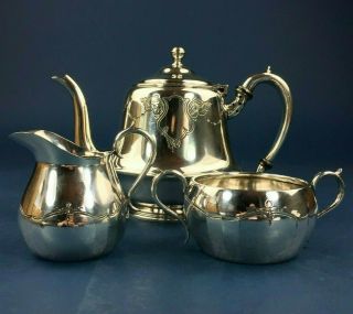 James Deakin And Sons Silver Plate Teapot,  Sugar Bowl And Milk Jug