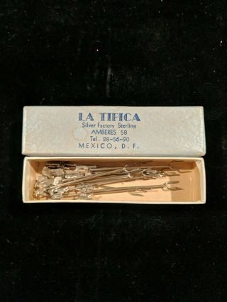 12 Vintage La Tipica Silver Factory Sterling Mexico Appetizer/cocktail Forks 30g