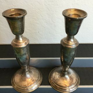 Pair Towle Sterling Silver Candlesticks Weighted 7 1/4 "