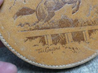 Vintage Till Goodan Western Artist Leather Powder Compact Equestrian Scene 2