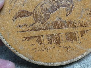 Vintage Till Goodan Western Artist Leather Powder Compact Equestrian Scene 3